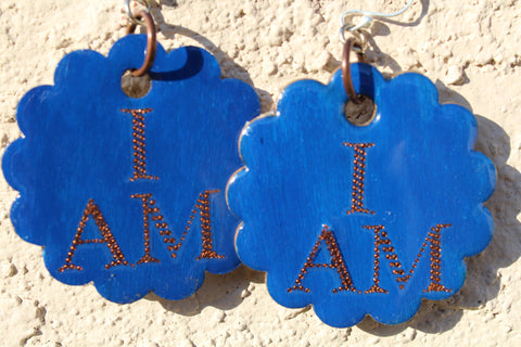 "I AM" Blue-Copper Bloom Earrings